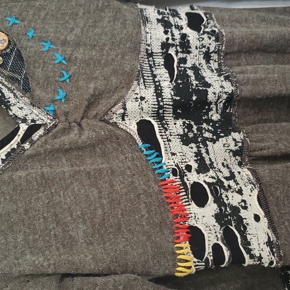 Forla Paris Large Art Dress Rag Doll Grey Stitches Patchwork 2000s - Picture 6 of 14